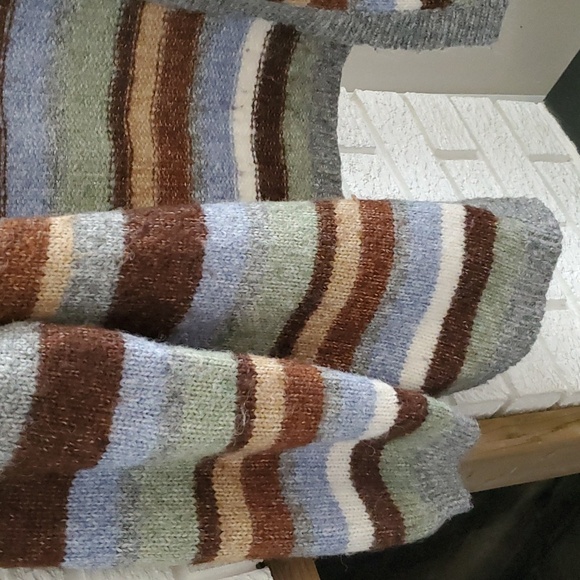 b.young Grey Oversized Byoksana Stripe Wool Blend Preppy Eclectic Cardigan S - Picture 7 of 14